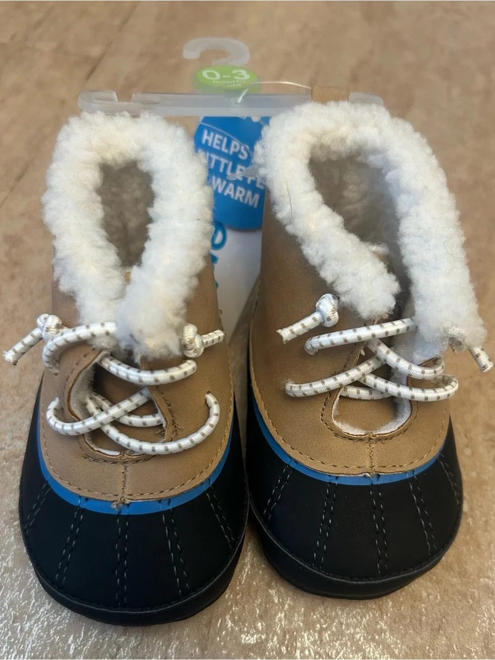 Carters Baby Duck Boots Cozy White Fleece Cuff Blue Accent NWT